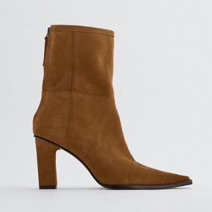 Zara Split Leather Heeled Ankle Boots